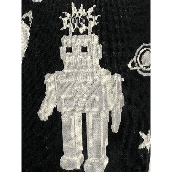 Spirit Jersey NWT Unisex Black Zip Up Cardigan Sweater Far Out Robot Oversized S - Picture 6 of 10